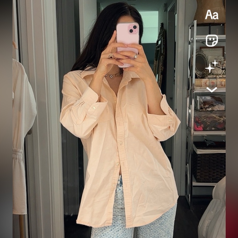 L.L. Bean Light Peach Button-Down Shirt